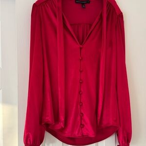 White House Black Market Red Velvet Tunic Blouse size small